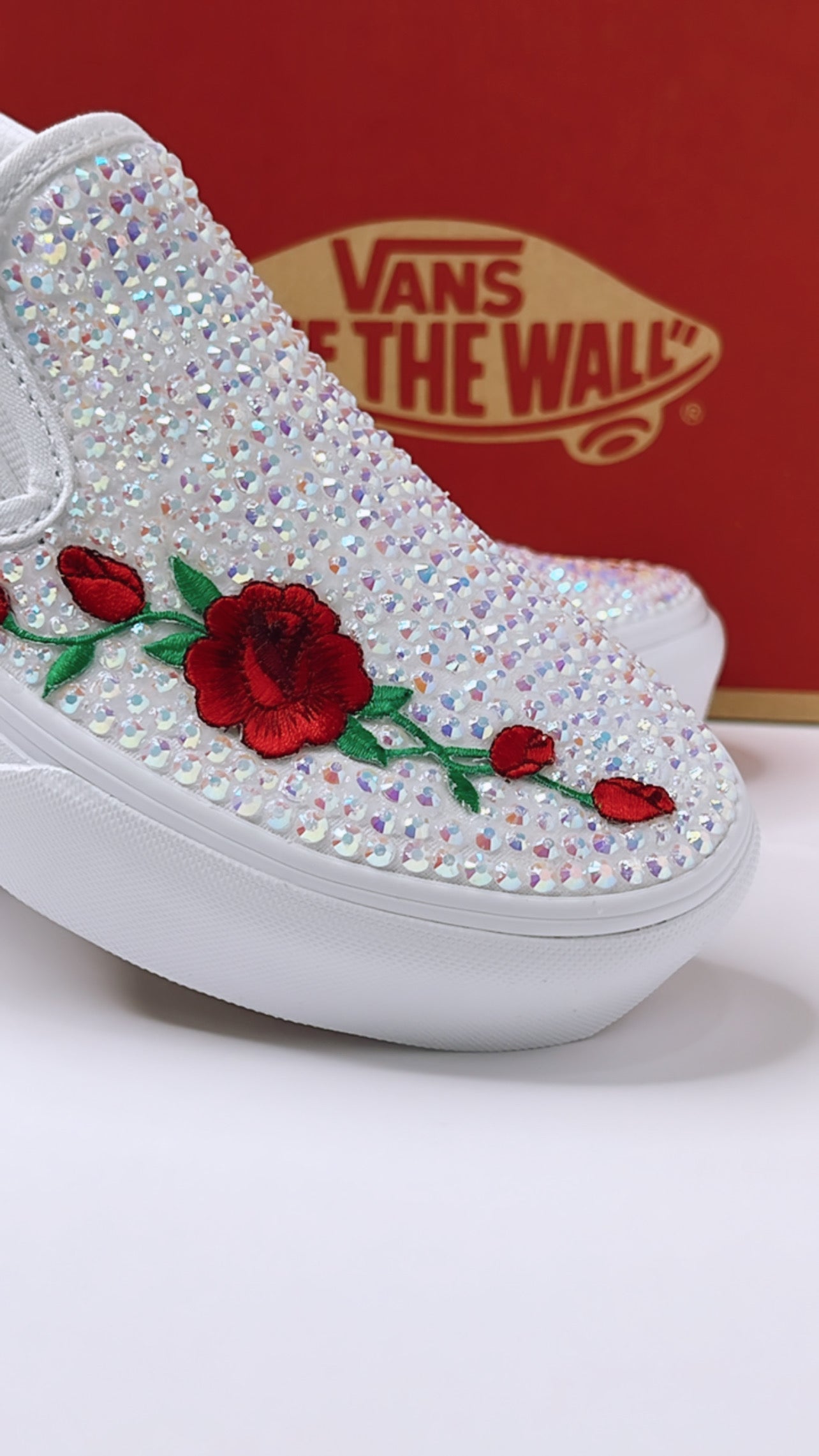 Elegance Classic Slip On Vans w/ Rhinestones