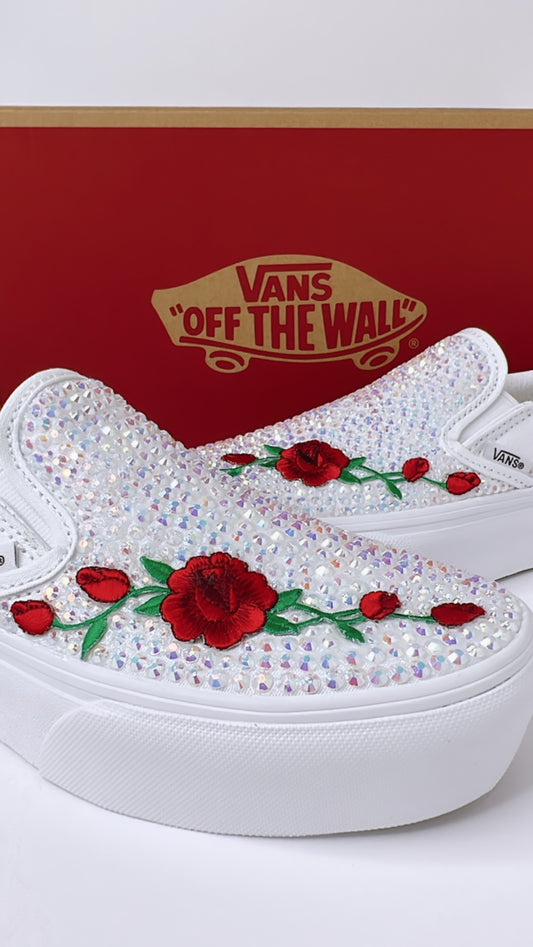 Elegance Classic Slip On Vans w/ Rhinestones