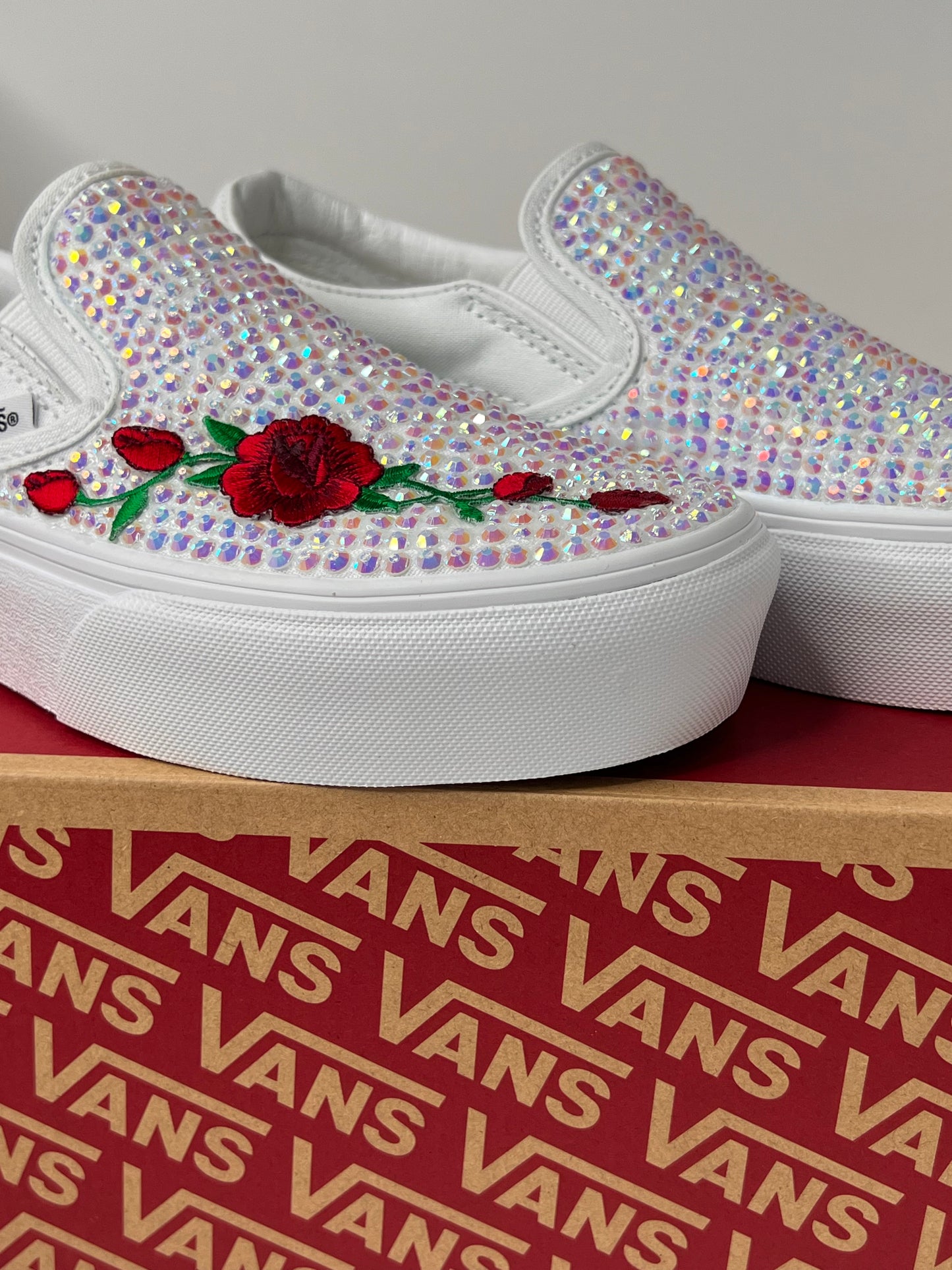 Elegance Classic Slip On Vans w/ Rhinestones