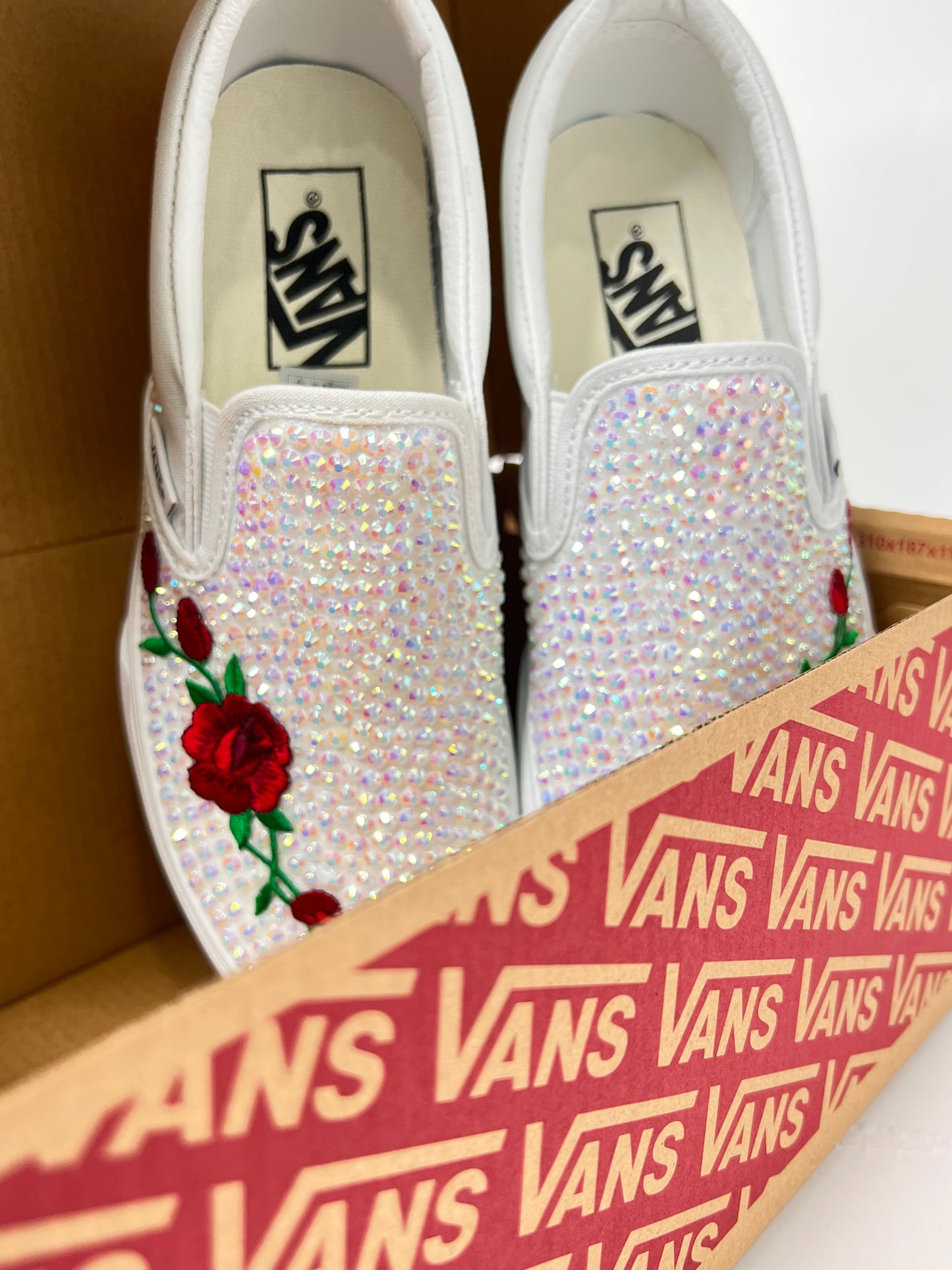 Elegance Classic Slip On Vans w/ Rhinestones