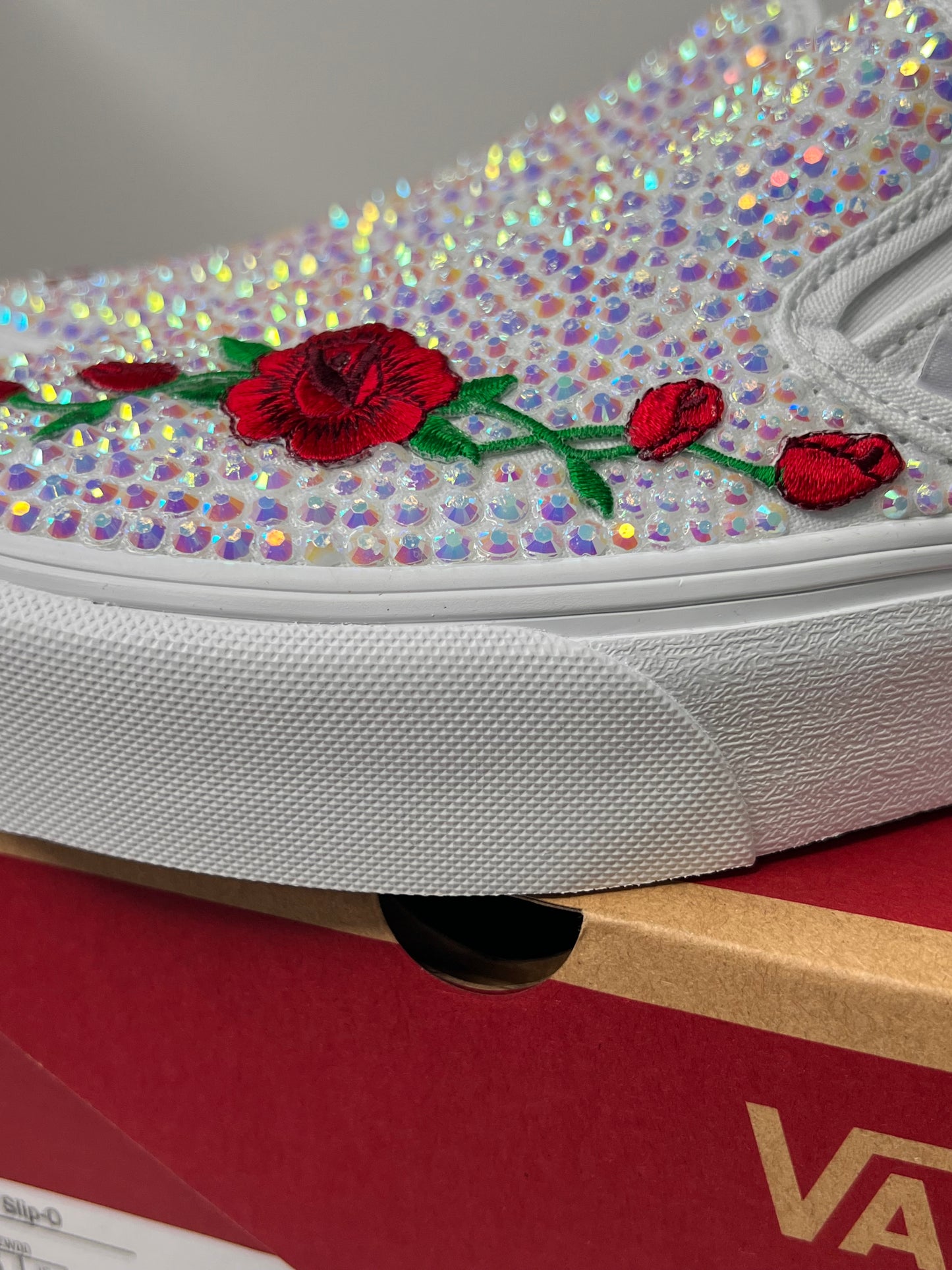 Elegance Classic Slip On Vans w/ Rhinestones