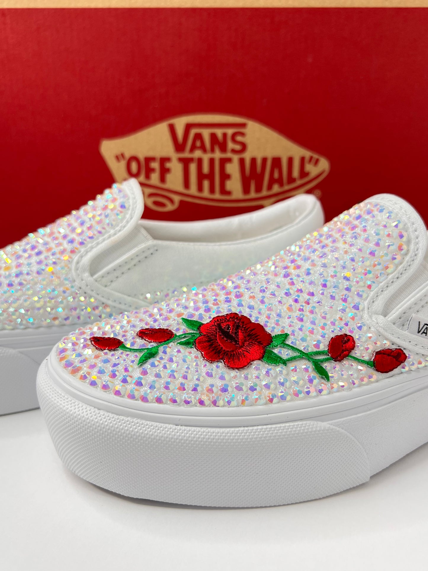 Elegance Classic Slip On Vans w/ Rhinestones